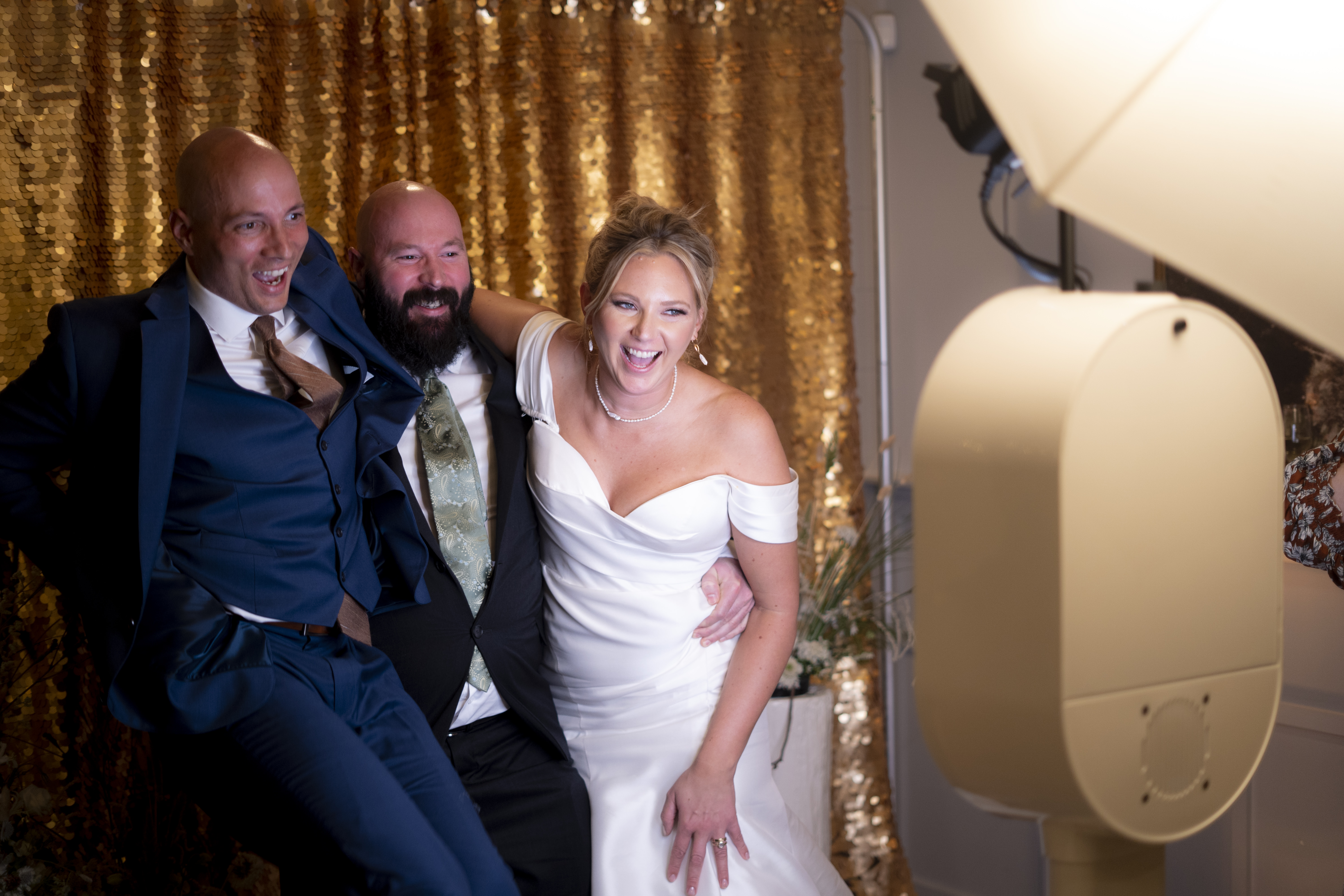 Real wedding guests enjoying the booth